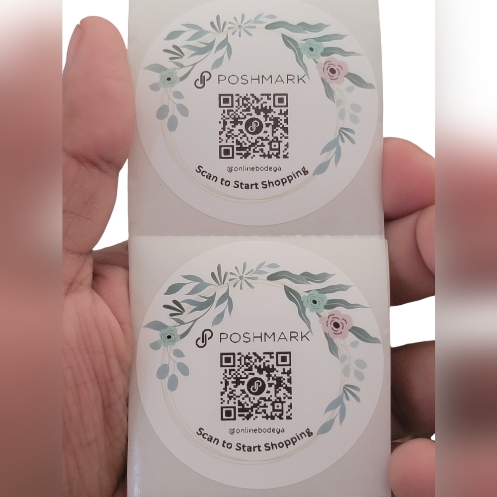 2in Poshmark QR Code Customized Stickers Floral Halo 100ct
